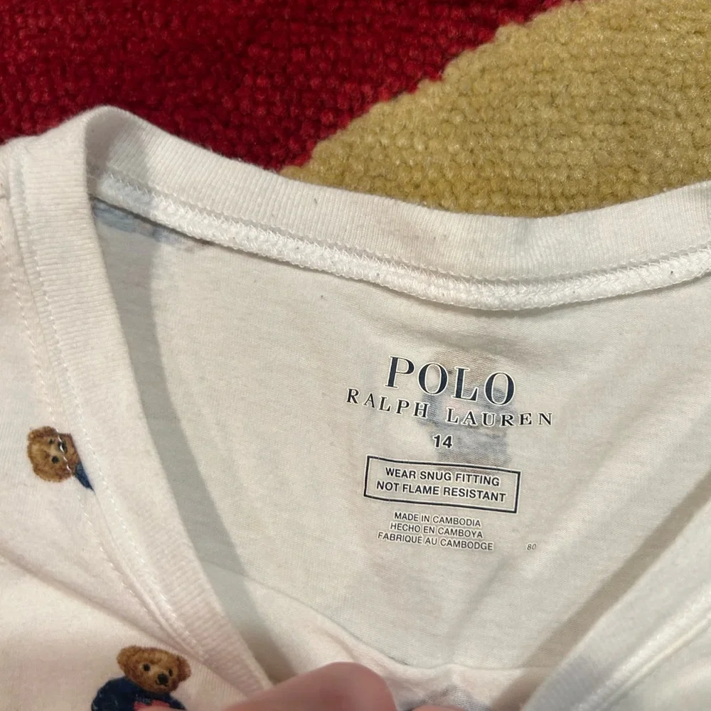 Polo Ralph Lauren Polo Bear Print Pajama Long Sleeve T Shirt Kids Girls Size 14